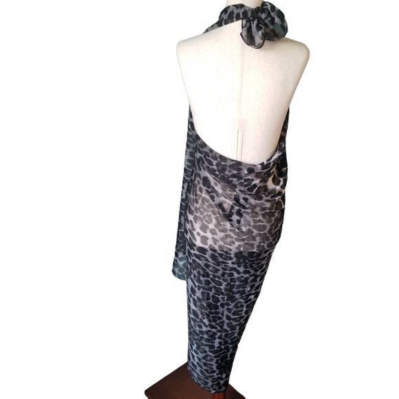 Wilson's Leather 3 in 1 Scarf Fashion Sarong Coverup Black Leopard Print w Tags - Picture 3 of 12